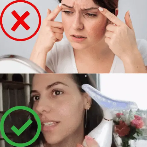 (MOBILE) GIF collage woman looking at her wrinkles and another using the product